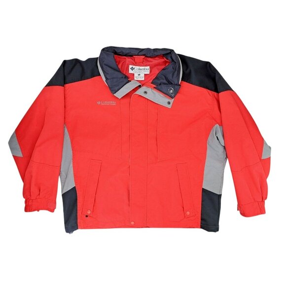 Columbia Other - Vintage Columbia Men XL Red Black Gray Jacket Zip Snap Toggle Hem Windbreaker